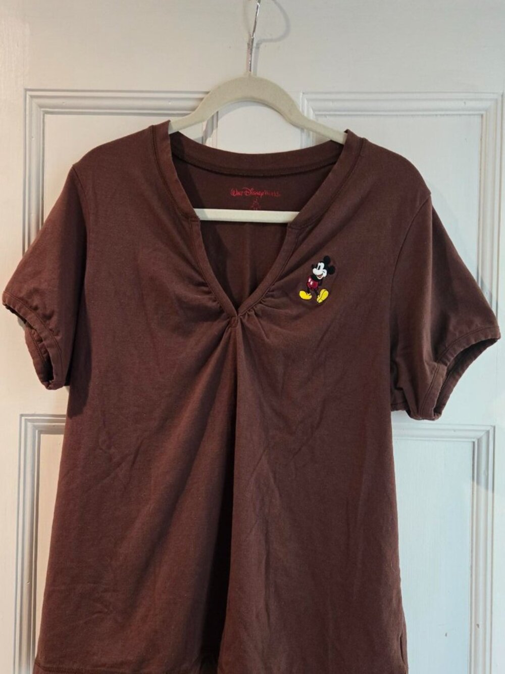 Walt Disney World Brown w/Embroidered Mickey  Cotton T-Shirt Women's Size 1X
